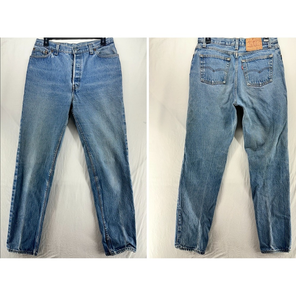 Vintage 80's Levis 501 Womens High Waist Straight Leg Jeans Blue Made in USA 16